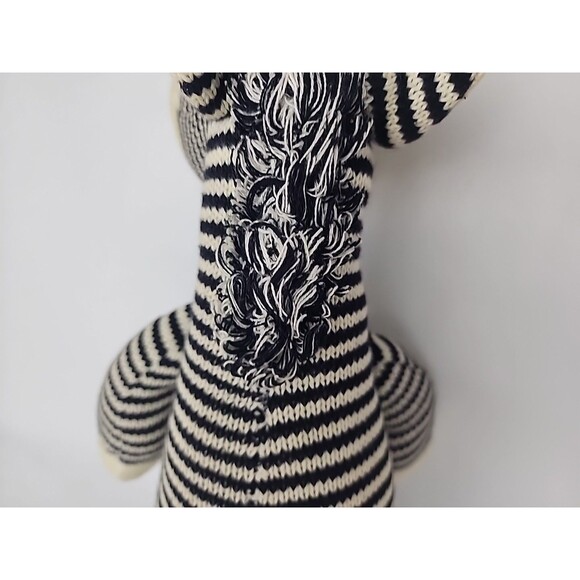 Vintage sock zebra doll 22" Black Cream knitted - Picture 15 of 16